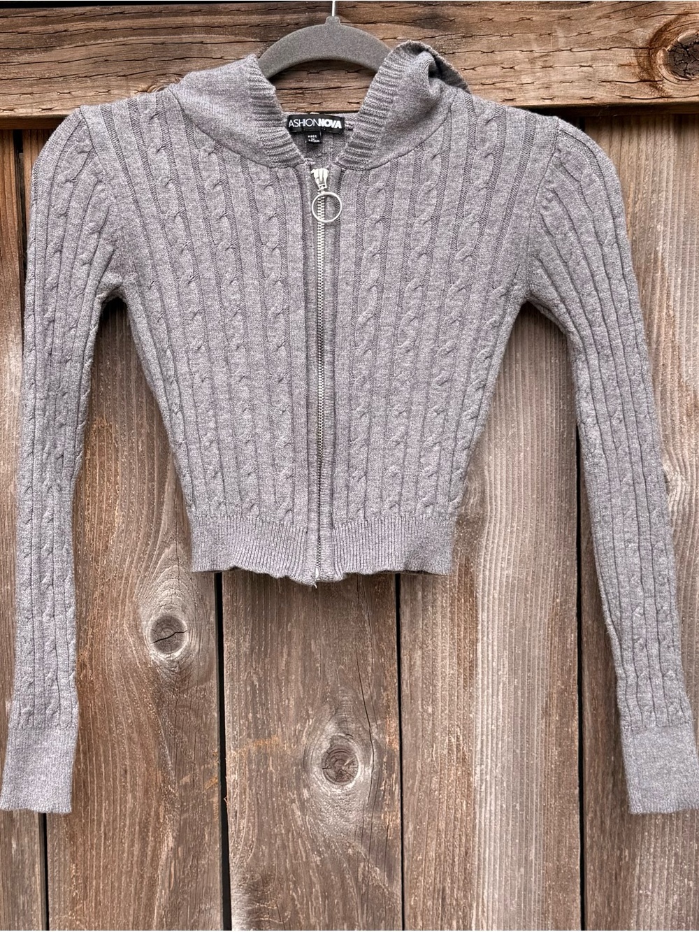 Fashion Nova Hoodie Sweater and Leggings 2 Pc Set XS Heather Gray